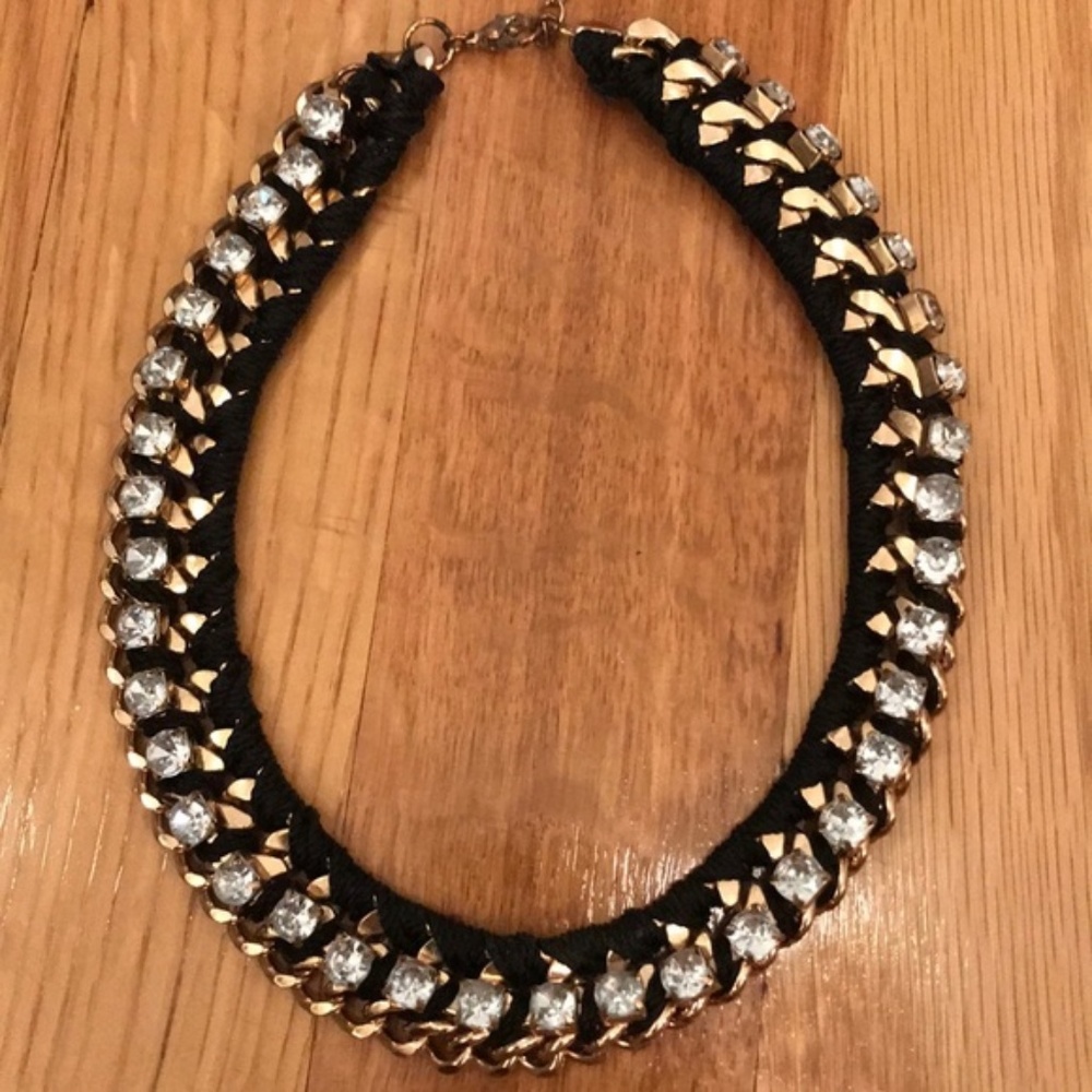 Vintage black gold diamond statement necklace